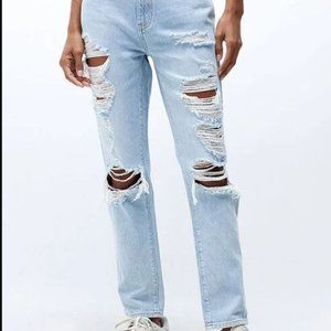 NWT Pacsun Light Blue Ripped Mom Jeans Size 27